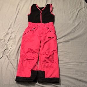 Arctix Kids Limitless Fleece Top Bib Overalls - Pink and Black - Size 5T